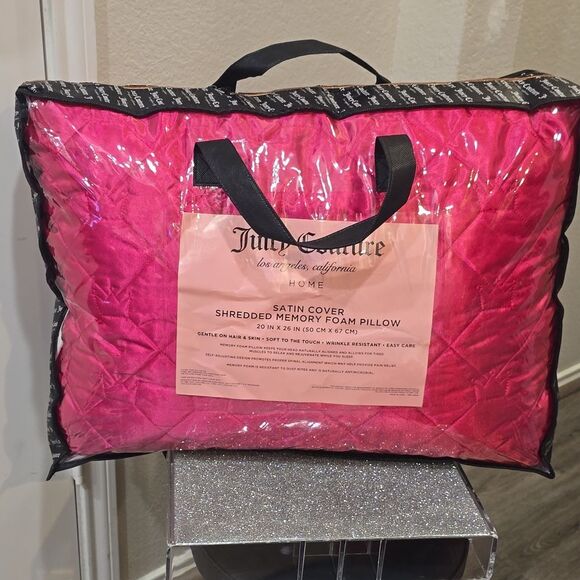 Juicy Couture Home Satin Cover Crown Embossed Shredded Memory Foam Pillow - Picture 7 of 7